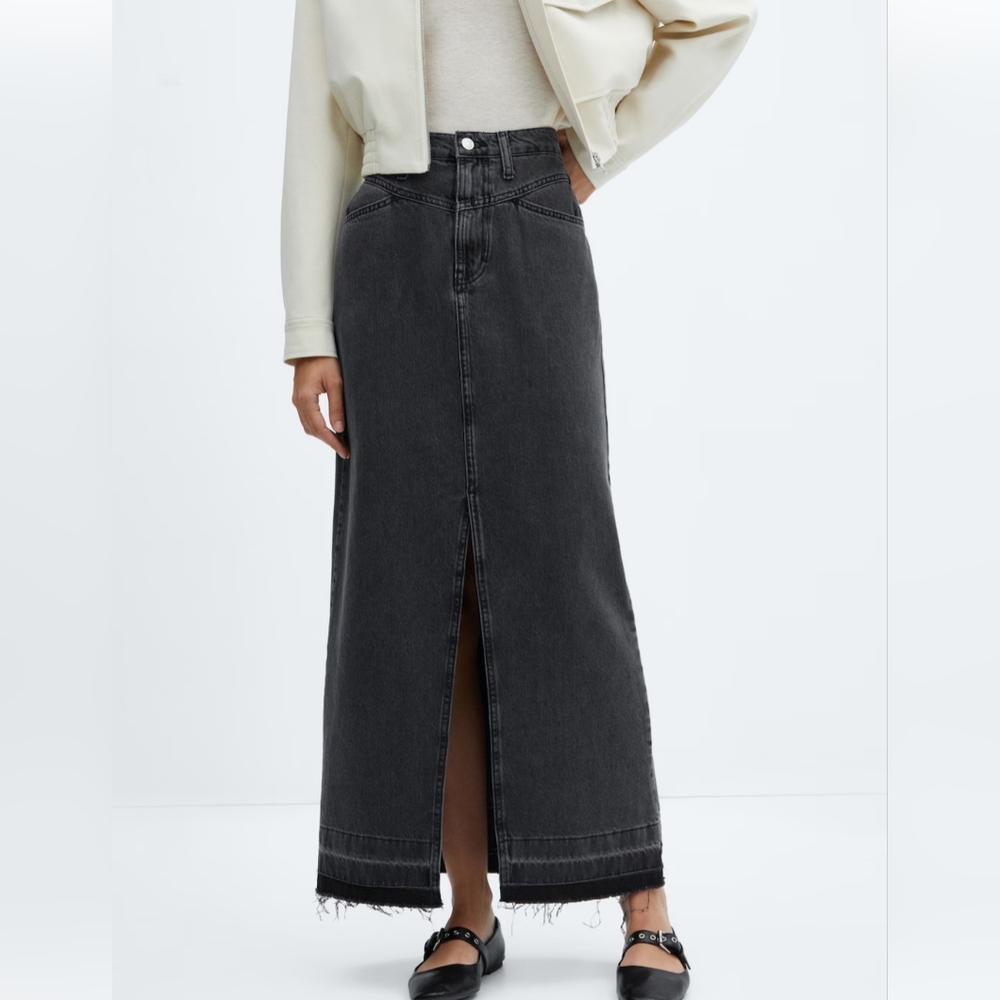 Mango Charcoal Denim Skirt